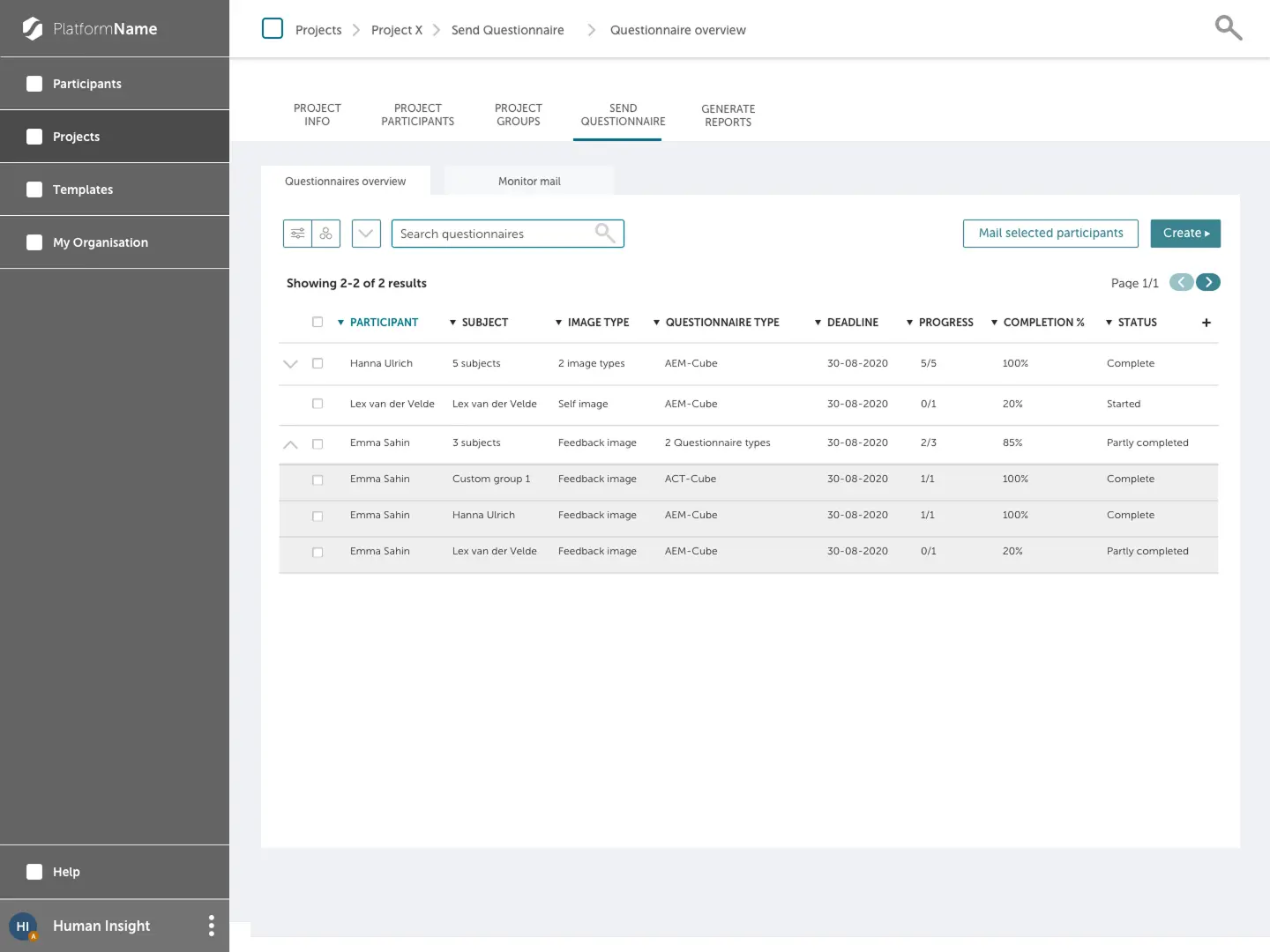 Klikbaar prototype van het assessmentplatform met meerdere gebruikersroutes.